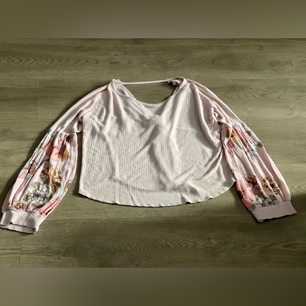 Floral Sleeve Pink Women's Top